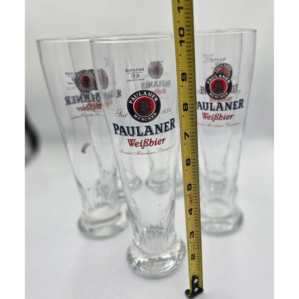 Authentic Paulaner Munchen Weissbier Beer Glasses 0.5L Made in Germany Set of 6